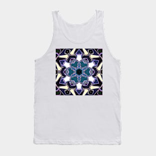 Cartoon Mandala Flower Blue Purple and White Tank Top